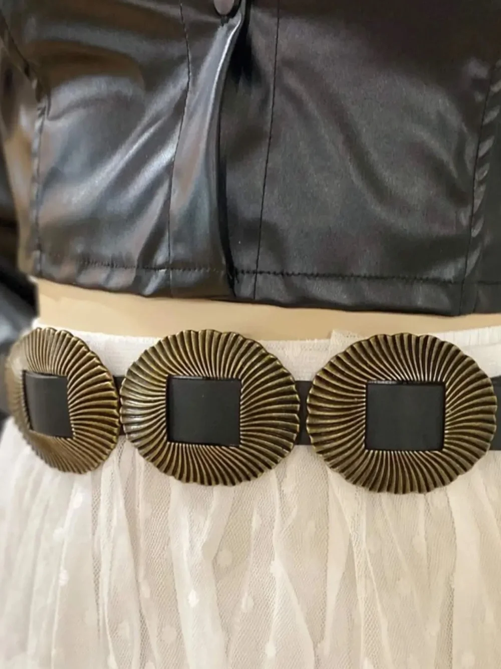 Western Textured Gold Concho Belt NWT
